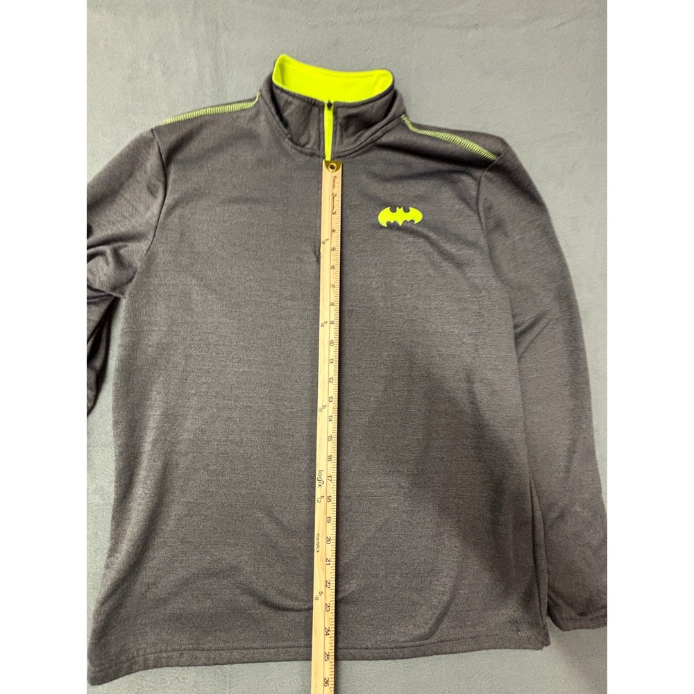 Batman DC Comics Youth Large Gray Neon Green 1/4 Zip Fleece Pullover Jacket L - Picture 11 of 12